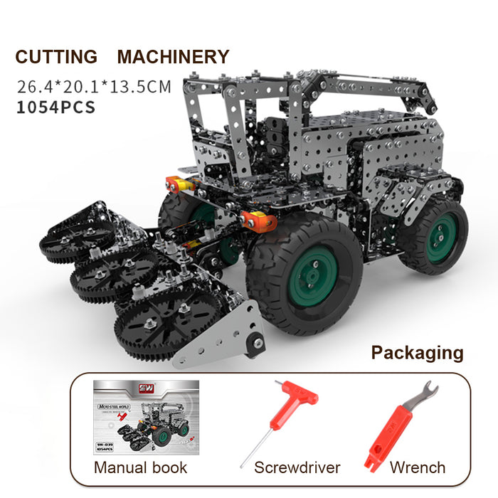 3D Metal Assembly Gear Drive Big Farm Harvester Vehicle Toy Model Kit
