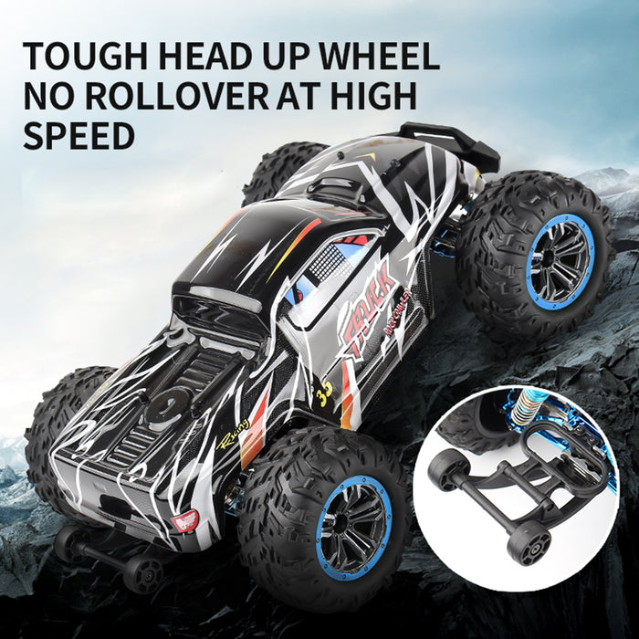 F19A 1/10 4WD 2.4G Metal Brushless High-speed Off-road Vehicle All-terrain Electric Climbing RC Car Monster Truck Model Toy with 3 Batteries - Black