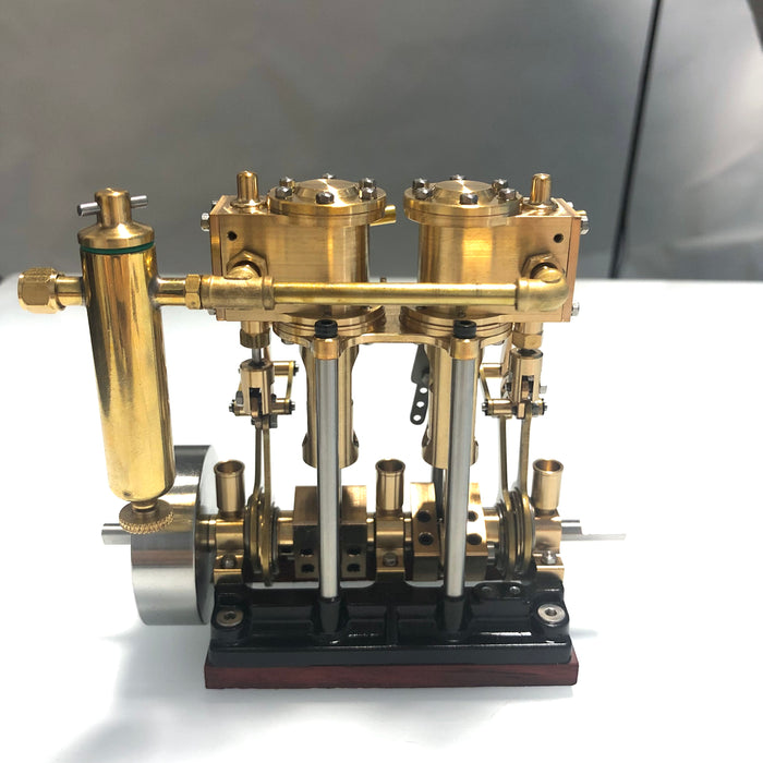 KACIO LS2-13S Vertical Steam Engine 2-cylinder Reciprocating Steam Engine with Oil Cup Reverse Rotation Steam Model Boat