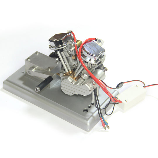 Moteur bicylindre en V CISON FG-9VT 9 cc avec kit de démarrage au pied amélioré et base